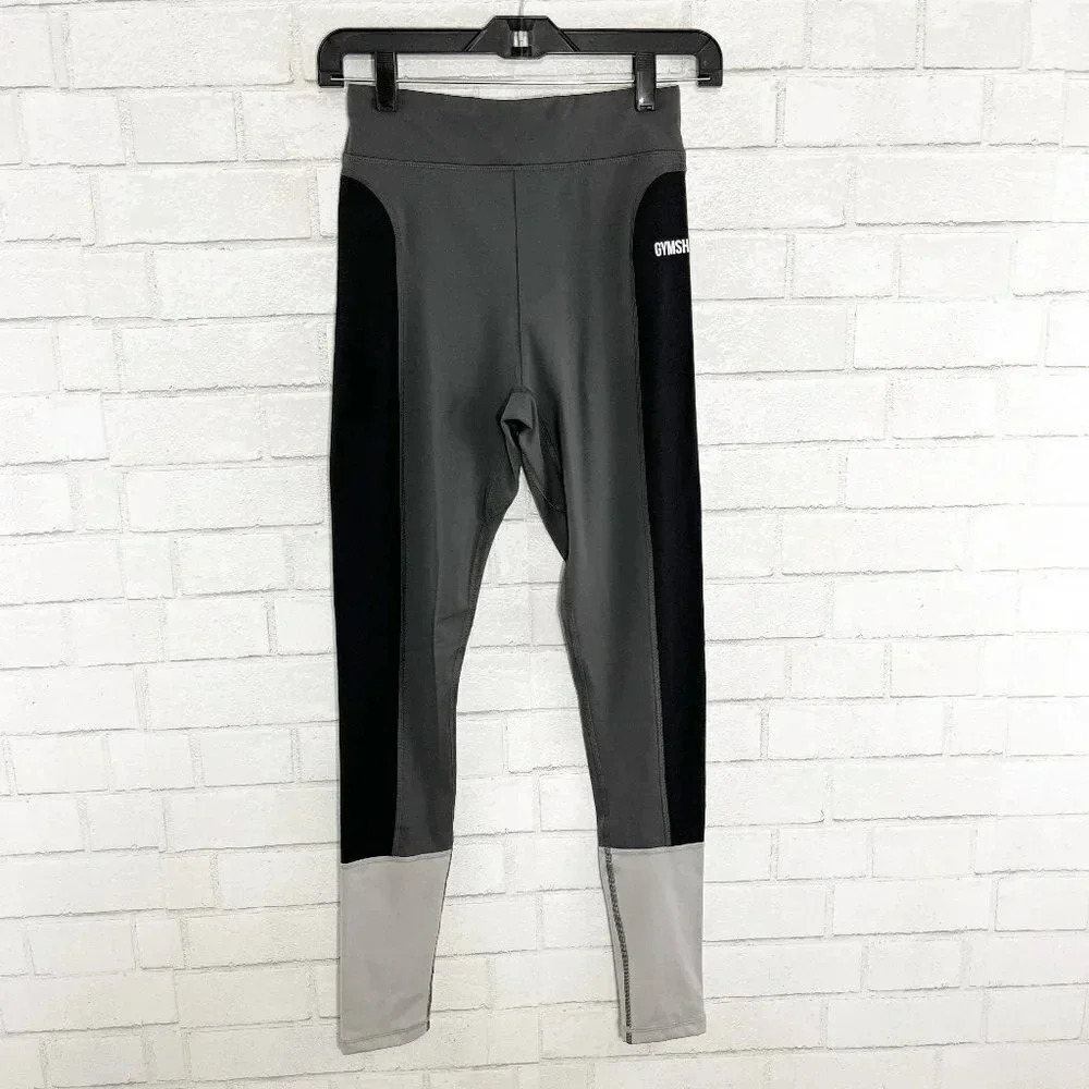 Gymshark Black & Gray High Rise Athletic Leggings Women's Size Small